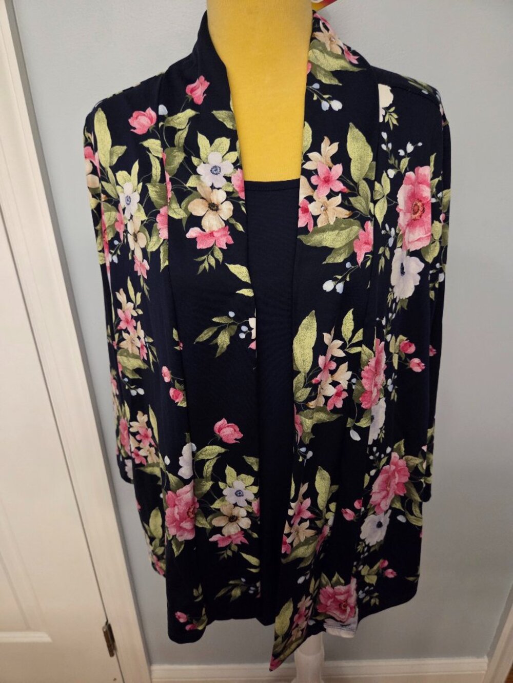 Emily Rose Floral Open Front Cardigan w/ Attached Tank
